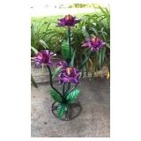 Purple 5 Flower Metal Art