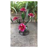Small Pink/Purple 5 Flower Metal Art