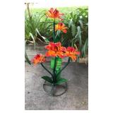 Red/Orange 5 Flower Metal Art