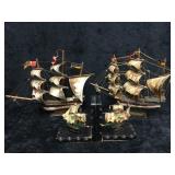 2 Model Ships & 2 Bookends