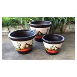 Set of 3 Hand-painted Decorative Planters