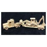 Wood Truck, Trailer and Backhoe all Handmade and