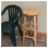 Barstool & Green Chair