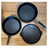 (2) Cast Iron Pans & Bialetti Skillet