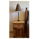 Rustic Side Table w/ Table Lamp