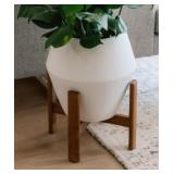 (3) ILYA TURNED WOOD PLANTERS - WHITE - LARGE