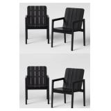 (4) BLACKENED WOOD PATIO DINING CHAIRS