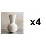 (4) "Tall Stack" White Matte Ceramic Vases