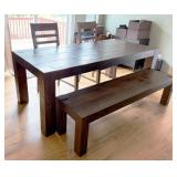 Rustic Dining Table w/ Bench & 2 Chairs