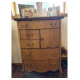 Oak Serpentine Dresser W/ Contents