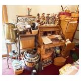 Roll Top Desk, Filing Cabinet, Decor Bundle