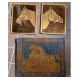 Vintage Horse Art - Copper Plaque & Wood