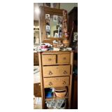 Oak Jewlery Stand w/ Contents