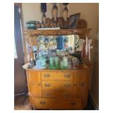 Vintage Oak China Buffet w/ Contents
