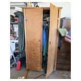 Cabinet w/ Hunting Clothes, Trap, Waders