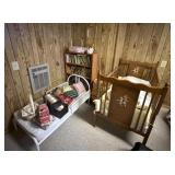 Vintage Crib, Kid's Bed, Bookcase