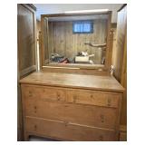 Vintage Wood Dresser w/ Mirror & Casters