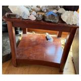 Glass Top Side Table, Lamp, Plant