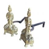 Ornate Cast Iron Andirons