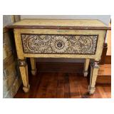 Antique-Style Carved Wood Side Table