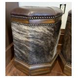 Octagonal Western Leather & Cowhide Stool