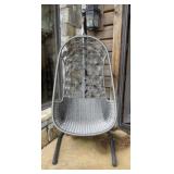 Gray Wicker Egg-Shaped Patio Chair
