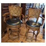 Traditional Wooden Swivel Barstools