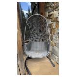 Gray Wicker Egg-Shaped Patio Chair