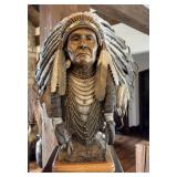 Bronze Native American Chief Bust Artist SUNTI