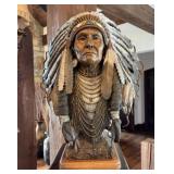Bronze Native American Chief Bust Artist SUNTI