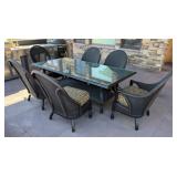 7' Glass Top Patio Table w/ 6 Chairs