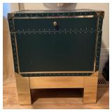 Green and Brass Trim Storage Trunk on Legs