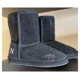 Plein Black Crystal Embellished Boots