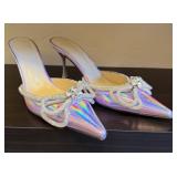 Mach & Mach Patent Leather Bow Accents Mules