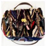 Miu Miu Mosaic Chevron Dyed Mink Fur Bag