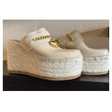 Moschino Espadrille Cream Platform Mules