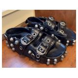Balenciaga Cagole Studded Sandal Leather Slides