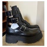 Alexander McQueen Leather Cutout Combat Boots