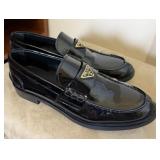 Prada Triangle Logo Patent Leather Loafer Shoes