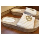 Valentino Clabee Quilted White Platform Sandals