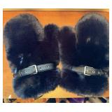 Acne Studios Black Fluffy Faux Fur Buckle Mittens