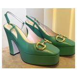 Gucci Horsebit Accent Leather Slingback Pumps