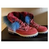 Mr & Mrs Italy Suede Colorblock Pattern Red Boots