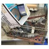 Vintage Metal Crate With Tools,  Saw Blades,