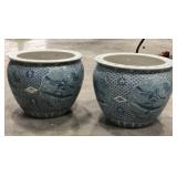(2) 12" H  Oriental Accent Ceramic Bowls