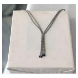 Diamond Double Strand Necklace Blue Sapphire Ends