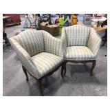 (2) Plaid Covered Cushioned Dining Room Chairs