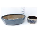 (2) Pottery Bowls w/Blue Glaze