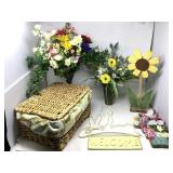 Faux Floral, Spring Decor & Woven Basket