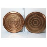 (2) Large Round Turkish Copper Wall Decor